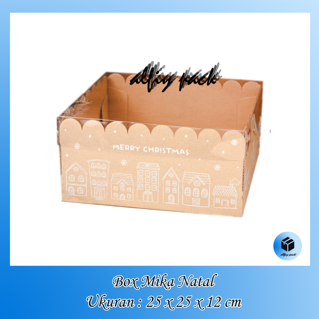 

1pack isi 5pcs BOX MIKA NATAL PACKAGING KUE PUDDING KOTAK KADO HADIAH HAMPERS CHRISTMAS 25X25X12 CM