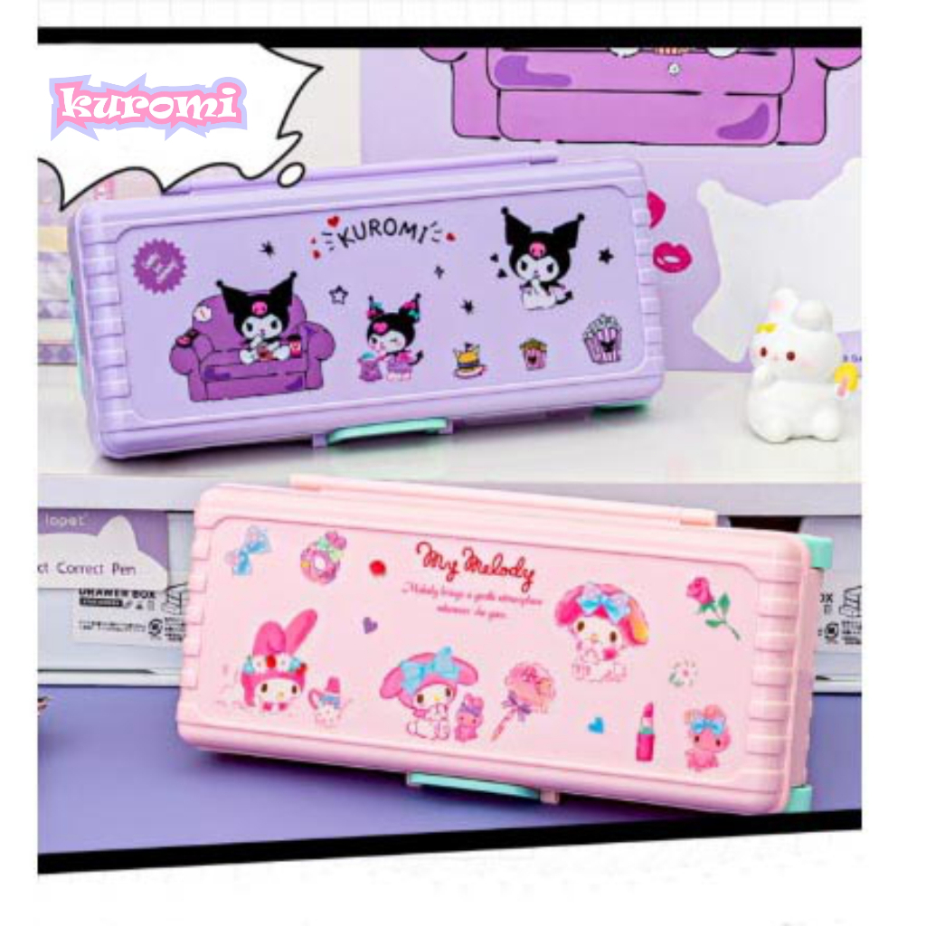 

Large Capacity Kawaii Pencil Cases + Sanrio Stiker For Girls Office Student Stationery Organizer