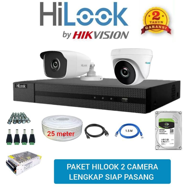 PAKET LENGKAP SIAP PASANG CAMERA CCTV 2 KAMERA HILOOK
