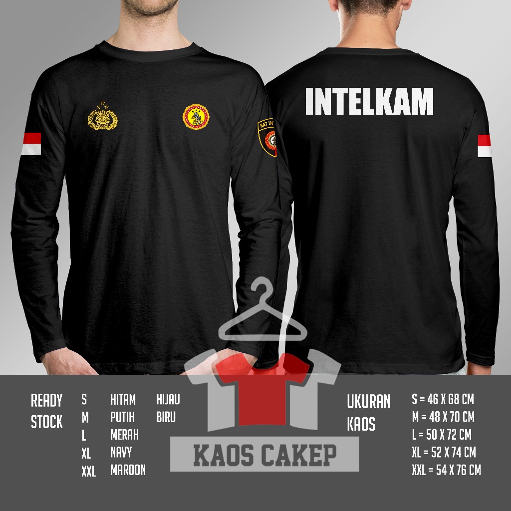 Kaos POLRI SAT INTELKAM Logo Lengan Panjang Baju Distro
