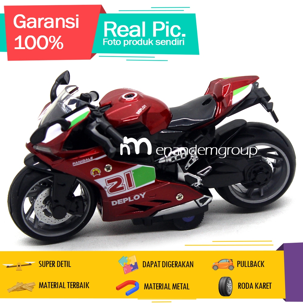 Diecast Miniatur Mainan Motor Sport Ducati Panigale Besi Metal Pullback