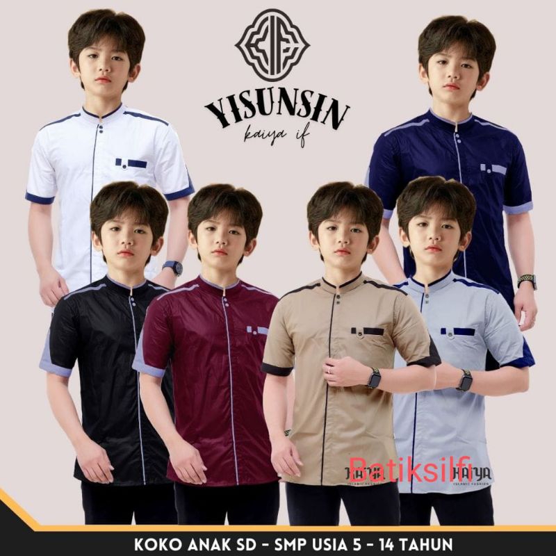 Baju Koko lengan pendek anak remaja sd smp umur 7 15 tahun Koko kurta anak laki laki pakaian muslim 