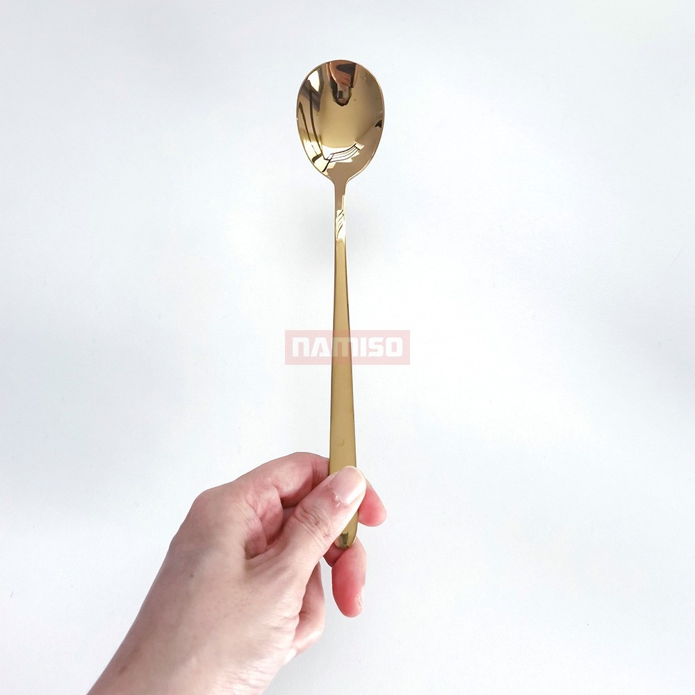 Sendok Makan Korea Stainless Gold Sujeo Gagang Warna Emas Panjang