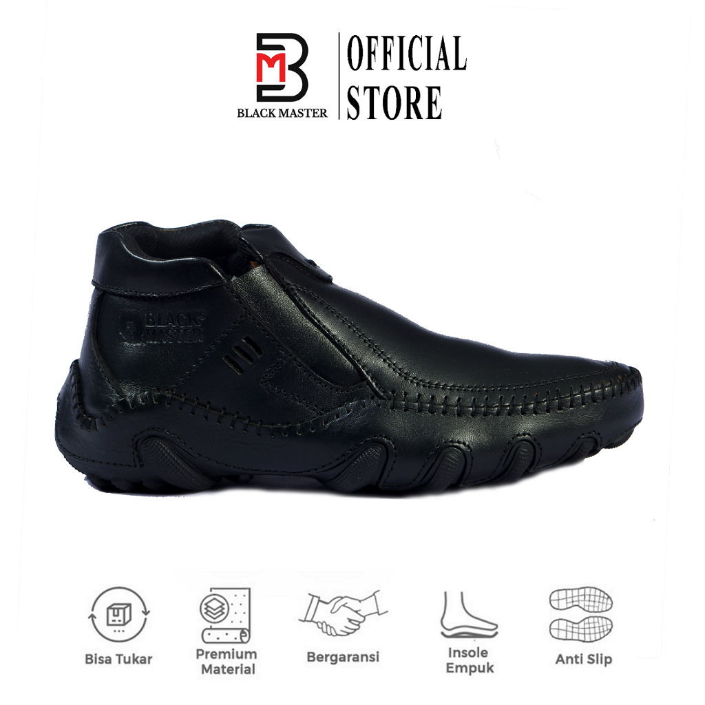 BLACK MASTER Sepatu Boots Pria Kulit Gatuso Sepatu Boots Resleting Semi Formal Pria