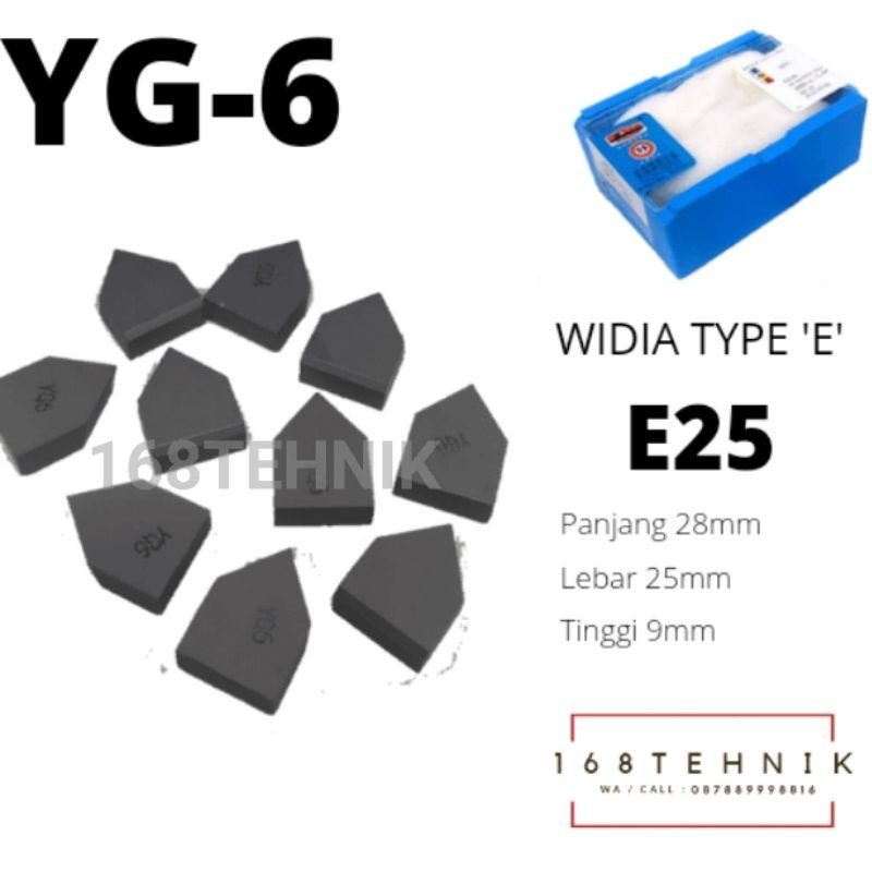 Mata Pahat Widia Cemented Carbide Tip YG6 E25 Carbide 20 PCS / YG-6 E25 Pahat Bubut / Baja Widia E25