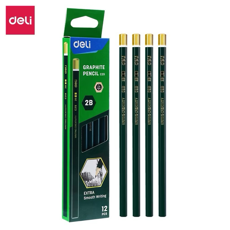 

Deli Graphite Pencil / Pensil Kayu 2B Isi 12 Nyaman Digenggam EC29