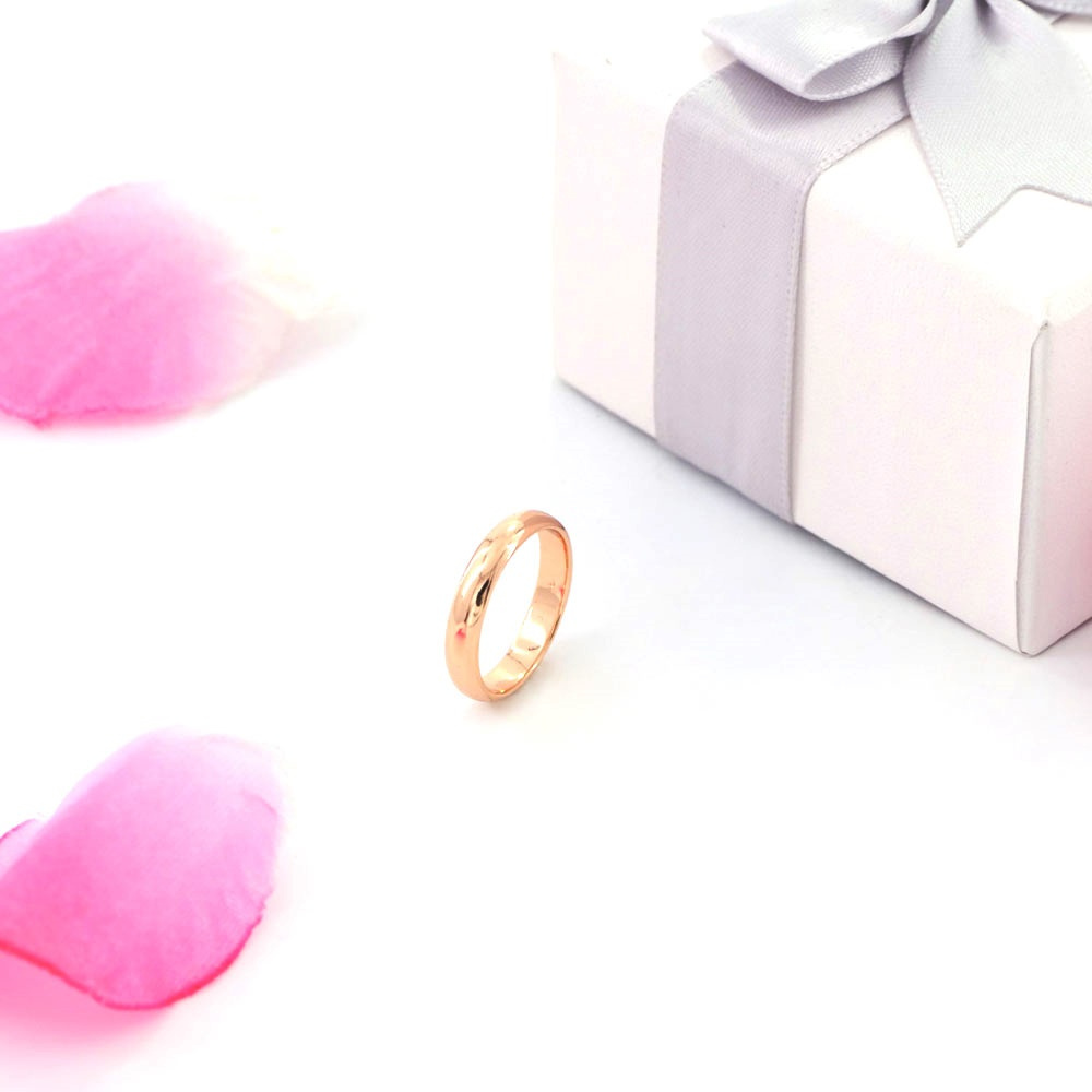 Xuping Jewelry Cincin Titanium Anti Karat Polos Wanita Rose Gold