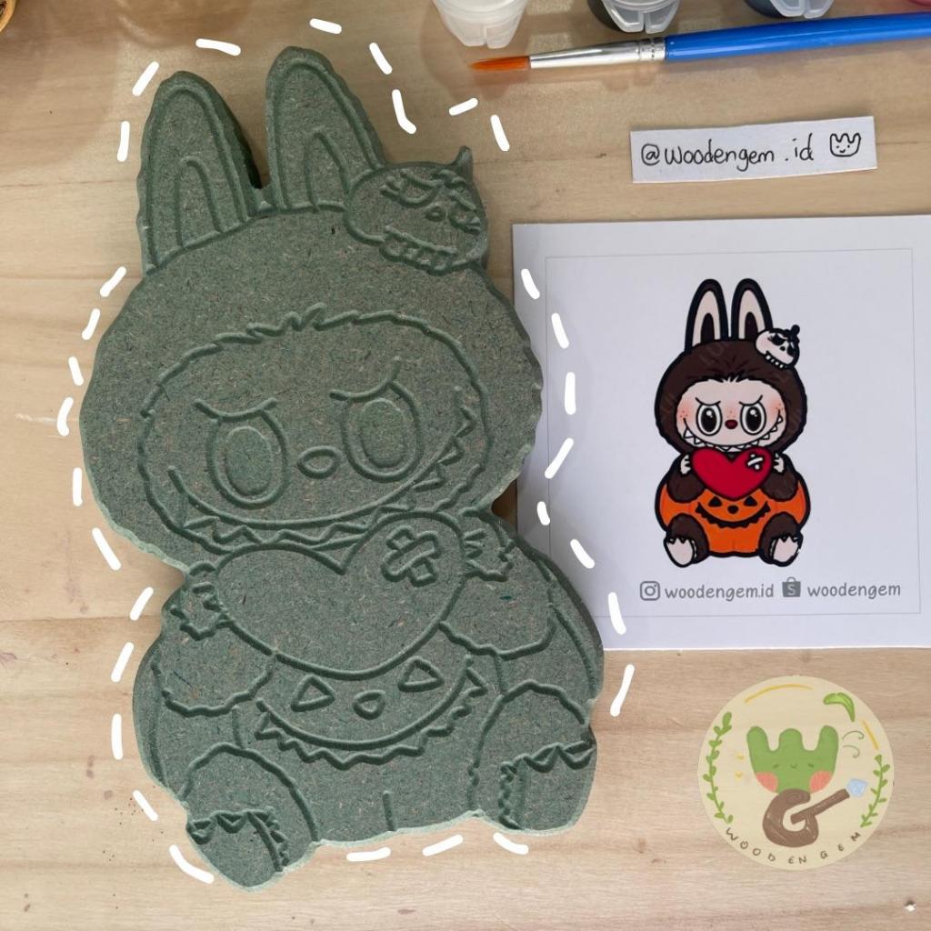 

WOODENGEM DIY Wood Character Painting Kit Melukis Souvenir Lucu Kayu Karakter Labubu Pumpkin Popmart