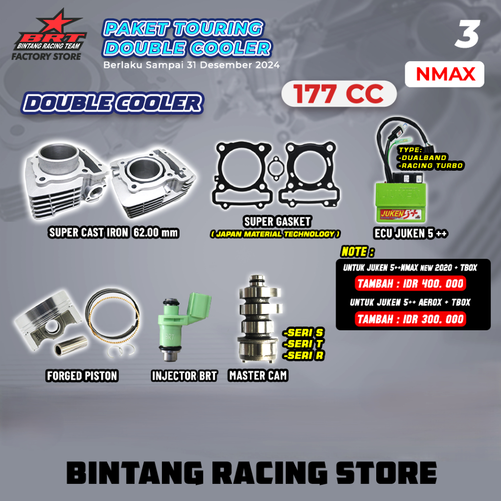 Paket Bore up 3 62.00mm Super Cast Iron BRT Yamaha NMAX Old NMAX NEW Aerox