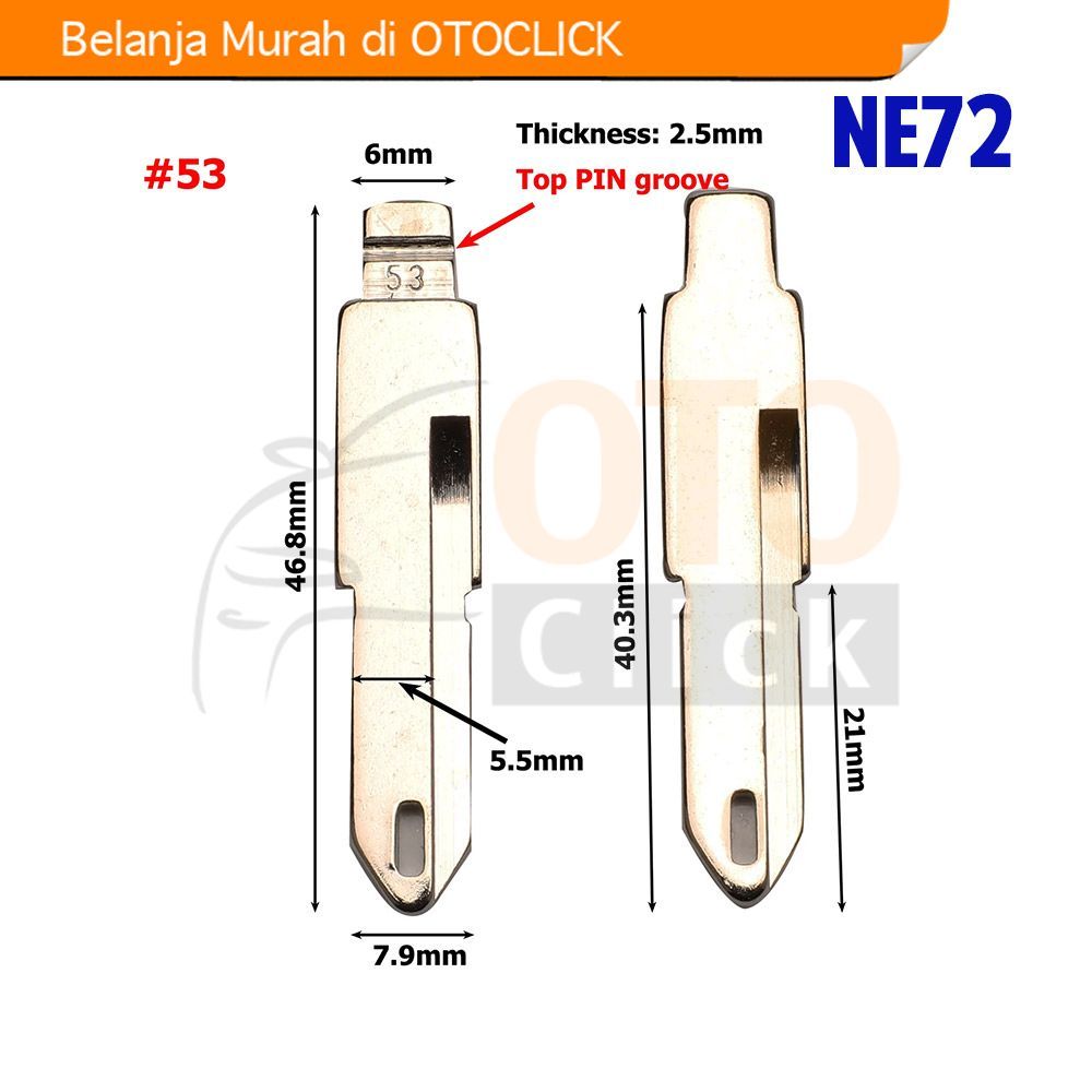 Batang Kunci Lipat Flip Key Anak Kunci Key Blade Peugeot 206 306 106 406 NE72