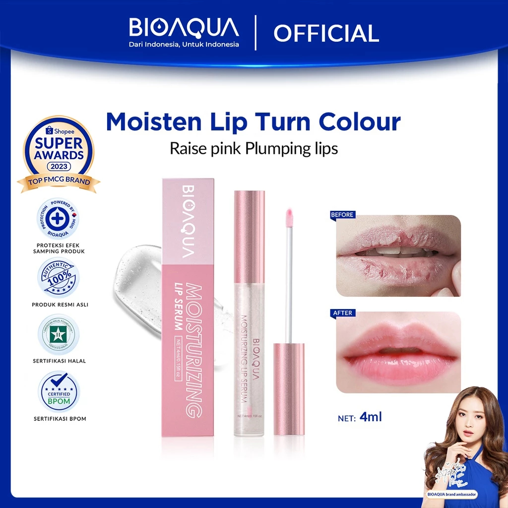 BIOAQUA Lip Serum Bibir 4ml Moisturizing Berubah Warna Pink Lip Balm Lip Care