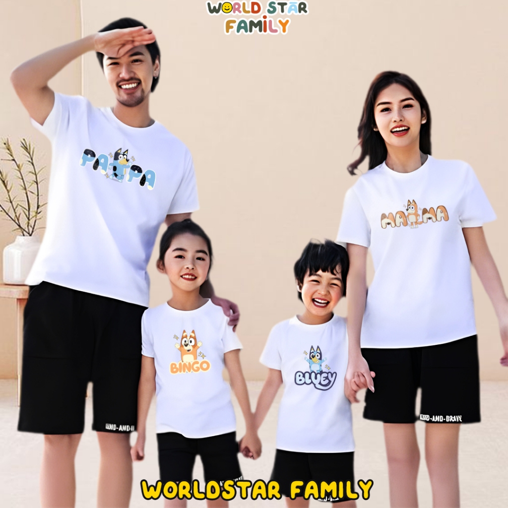 WSF Kaos Couple Keluarga Kartun MOM DAD BLUEY BANDIT RUBAH Lucu Kaos copel Kaos Couple Keluarga Lucu
