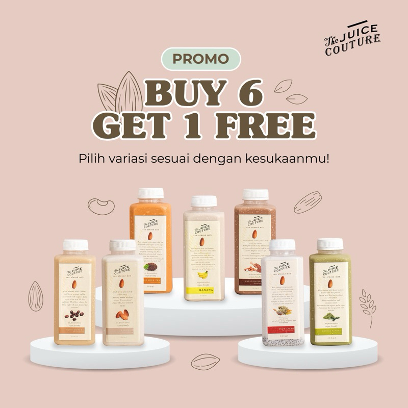 

PAKET 6 GRATIS 1 BOTOL ALMOND MILK | SUSU ALMOND( flavor pilihan harap ditulis di notes)