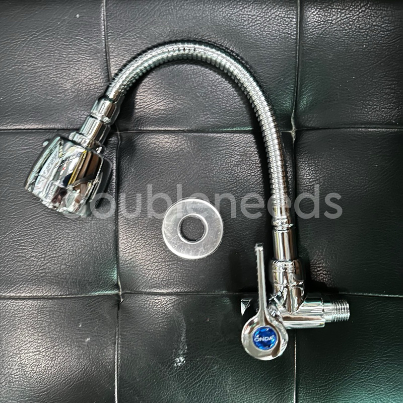 KRAN BAK CUCI PIRING LEHER ANGSA ONDA 1/2” / KRAN DAPUR LEHER ANGSA FLEXIBEL AIR TEMBOK