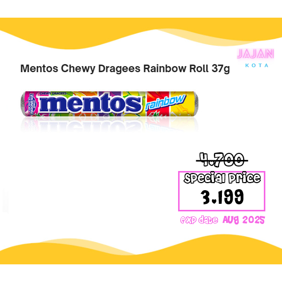 

Mentos Chewy Dragees Rainbow Roll 37g