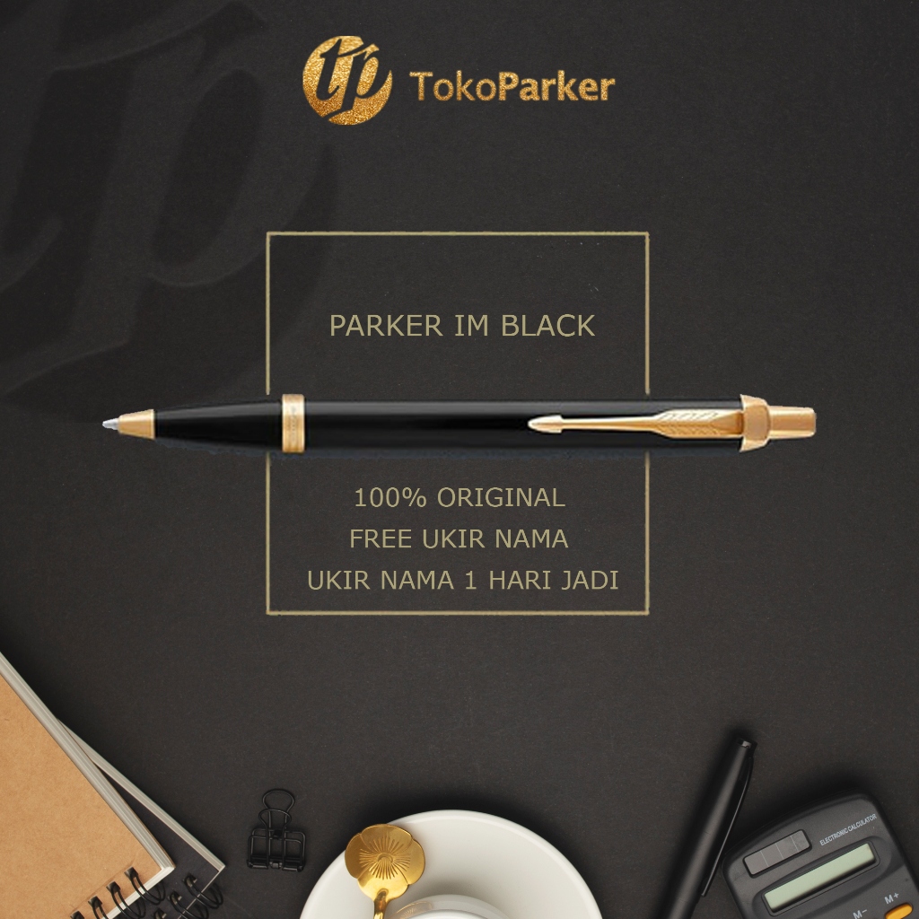

Pulpen Parker Original IM Black GRATIS Ukir Nama Ballpoint warna Hitam Emas