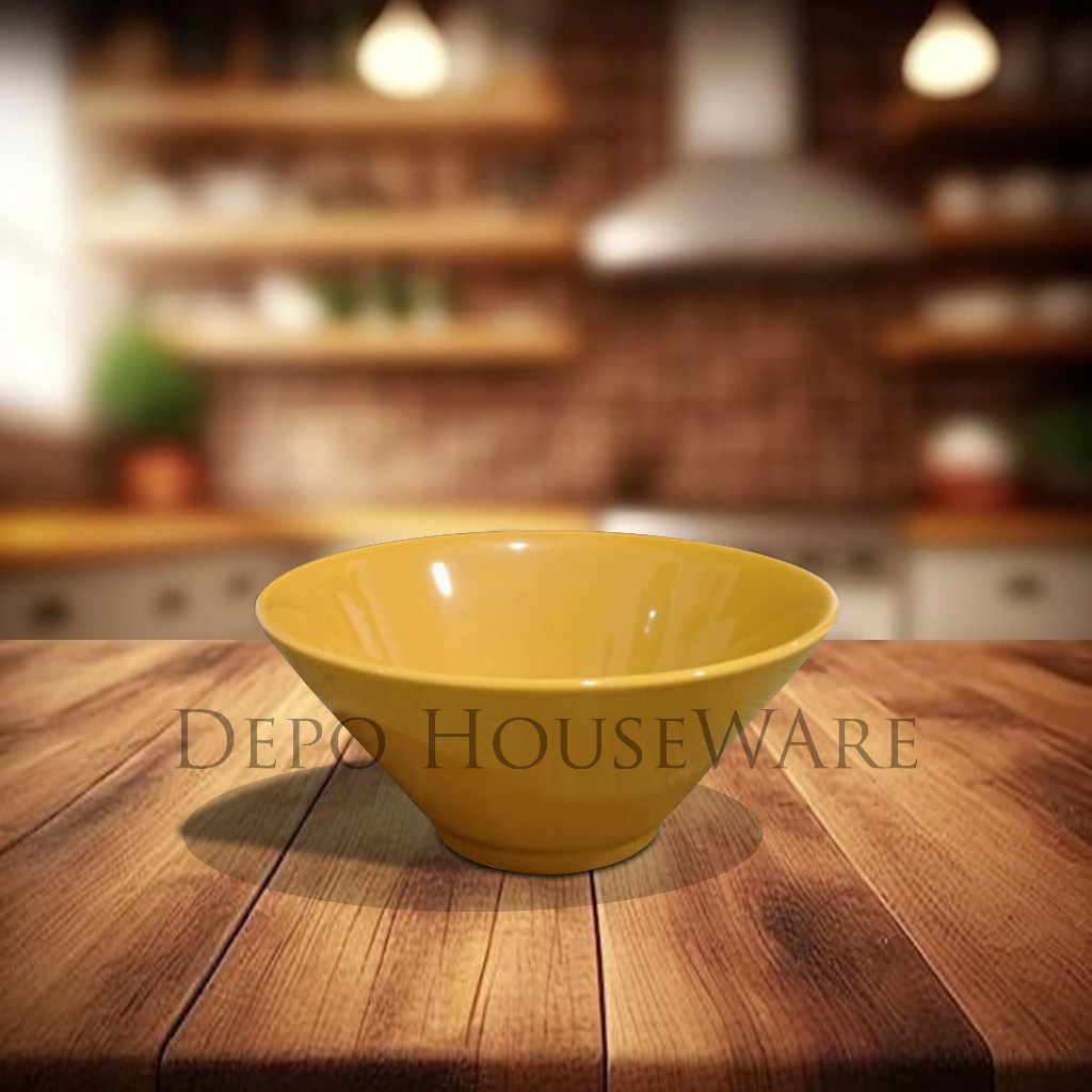 Mangkuk Ramen / Mangkuk Keramik / Mangkuk tebal Porcelain 7 inch - Ramen Kuning