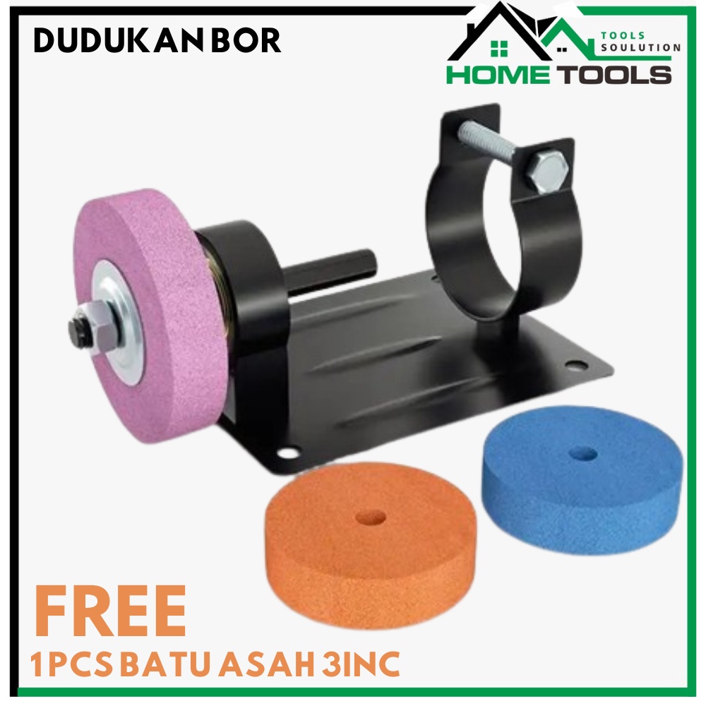 Dudukan bor tangan jadi gerinda stand holder bor poe FREE Batu Asah Gerinda 3 Inch Poles Mini Grinde