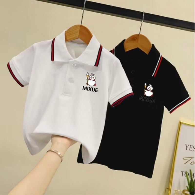 MALL ORI Wangki Polo Anak Gambar MIXUE tulisan di bawah Kaos Polo Anak Anak Bahan Tebal berkualitas 