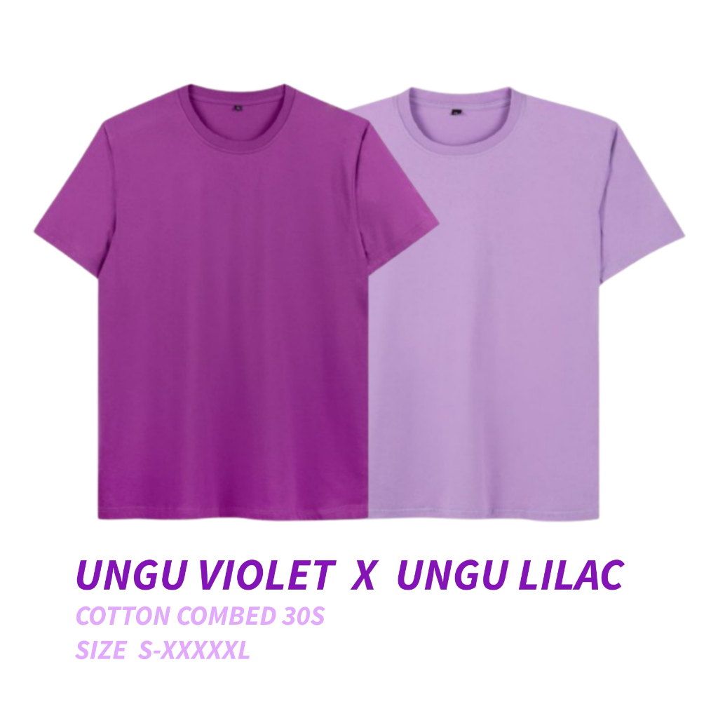 Kaos Ungu Lilac Terong Pria Wanita Lengan Pendek Polos Cotton Combed 30s Jumbo Big Size Jumbo Unisex