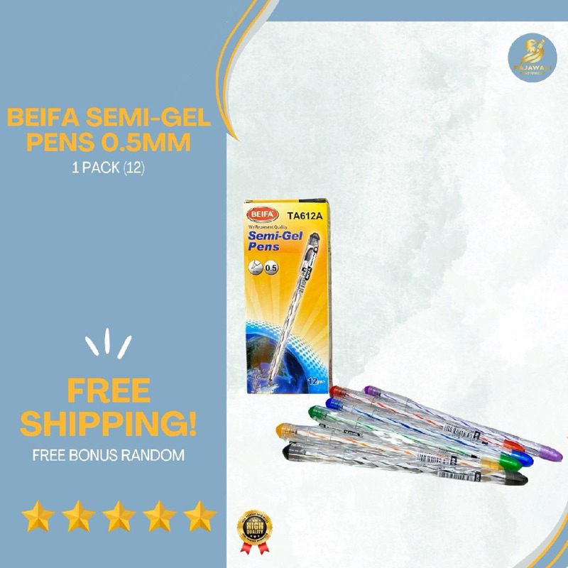 

Gel Pens Semi Gel Pen Merk Beifa (6 Pcs & 12 Pcs) | 0.5mm | Tinta Hitam