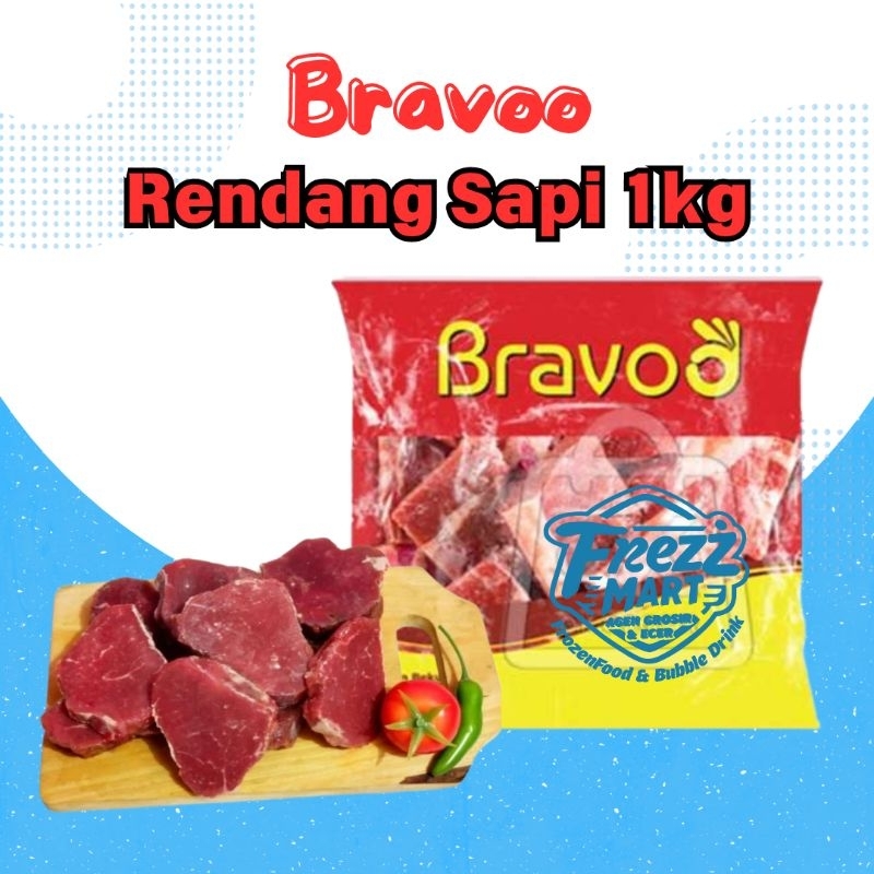 

Bravoo Daging Rendang Sapi 1kg Frozen Premium Empuk Steril