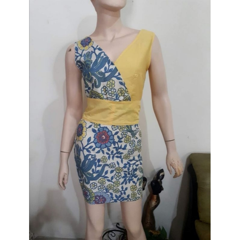 dress baju batik modern kombinasi