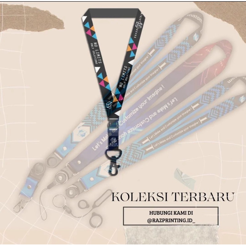 

Tali Lanyard ID Card Custom Desain Print 2 SISI Sehari Jadi Murah