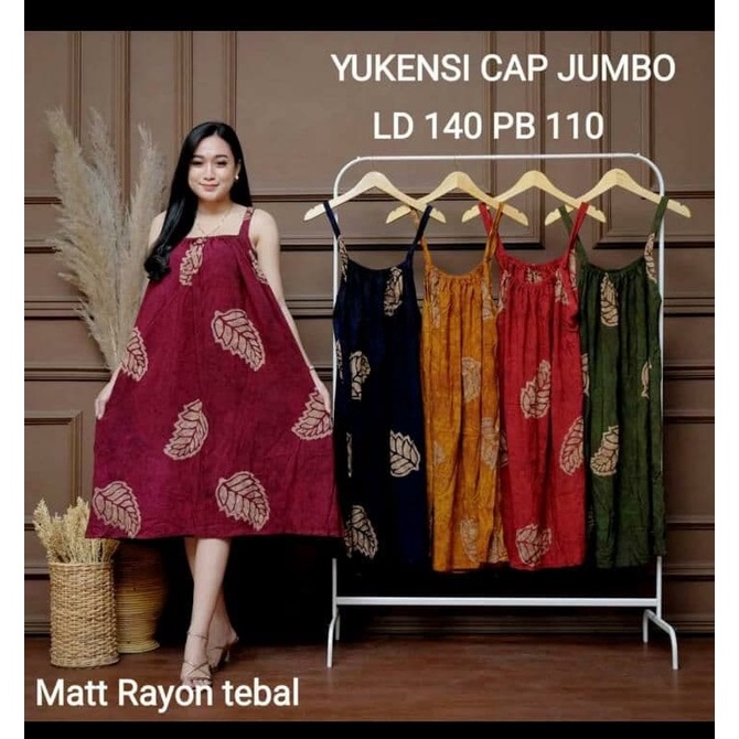 Borong Meriah  DASTER YUKENSI JUMBO CAP BAHAN RAYON TEBAL ADEM NYAMAN DIPAKAI TANPA LENGAN daster yu