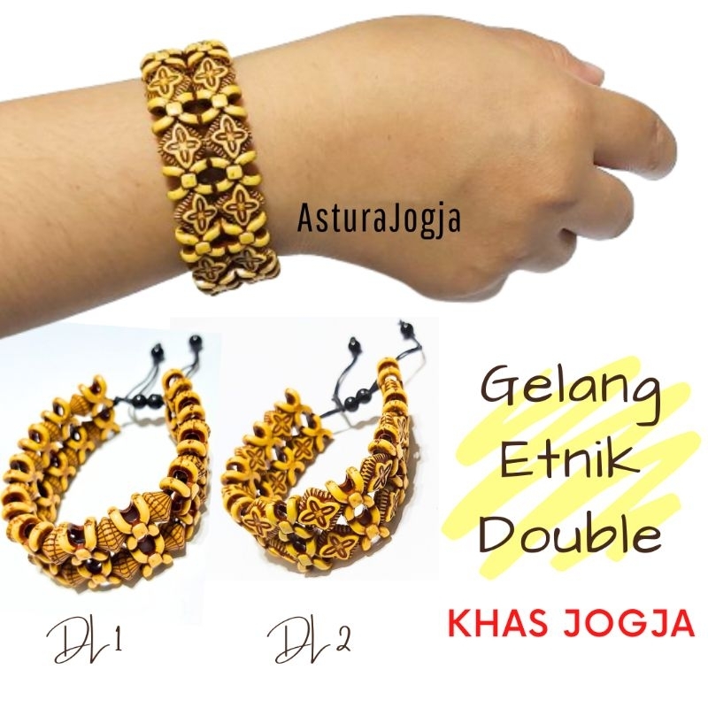Gelang Vintage Etnik Double Ukir Pria Wanita || Souvenir Oleh Oleh Malioboro Jogja