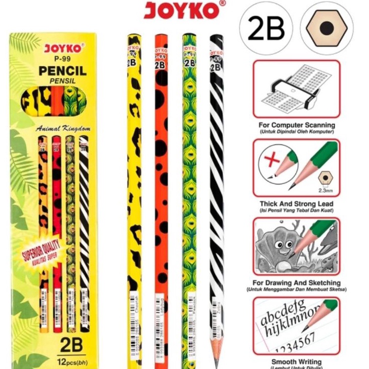 

PENGIRIMAN CEPAT Pensil 2B P99 2B Animal Grosir 12 pc