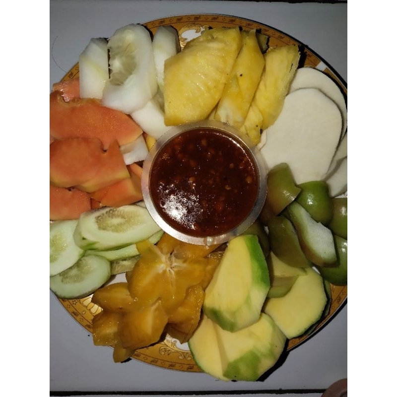 

1,2kg-1,4 kg paket rujak manis ektra pedas.