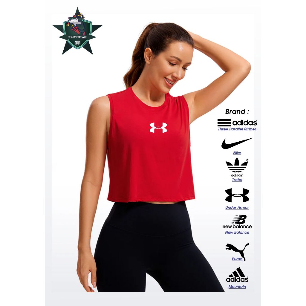 Tank Top kaos Olahraga Muscle Tee Under Armor Fitness Senam WANITA YOGA GYM FITNES DANCE ZUMBA DRY F