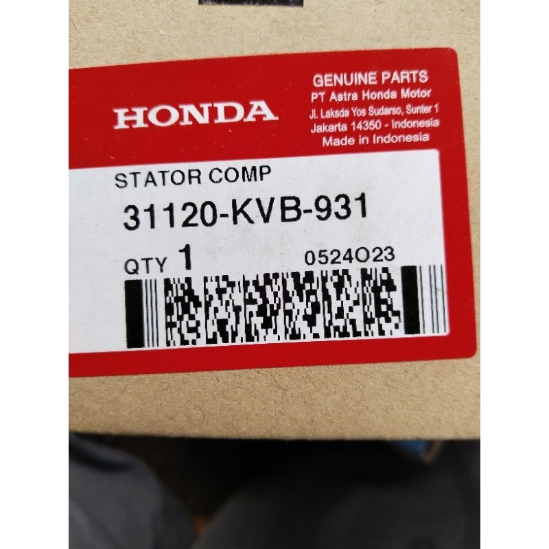 31120-KVB-931 STATOR COMP SPULL VARIO 110 TEKNO KARBU SPULL VARIO 110 CW KARBU  ORIGINAL AHM