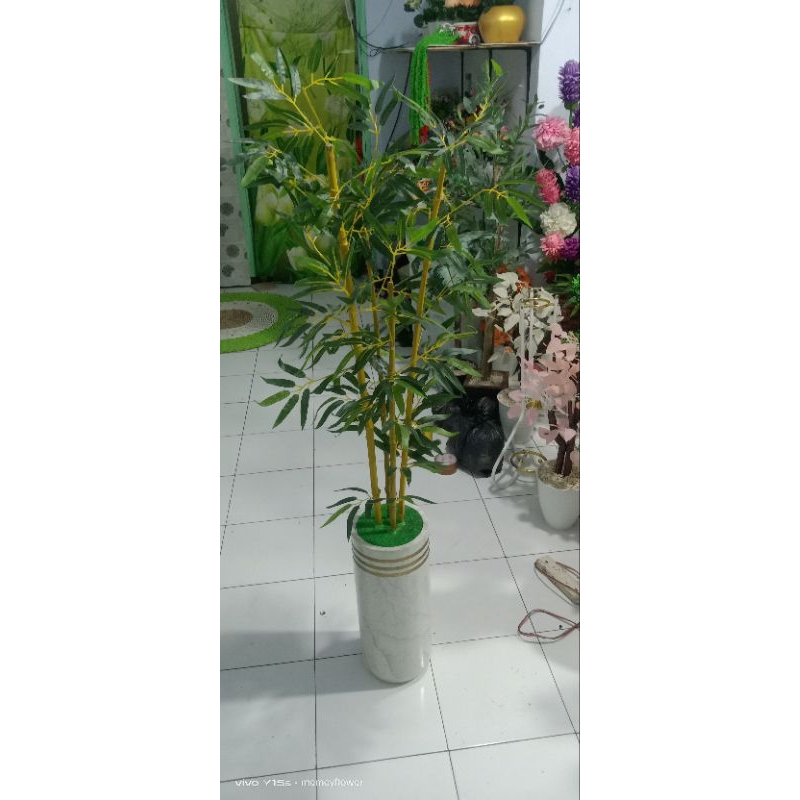 hiasan bunga sudut bambu/bunga pojok ruangan motif hambu hoki