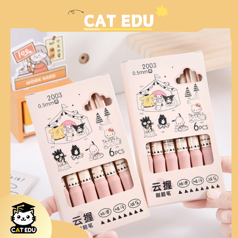 

Sanrio pena dorong spons pegangan lembut hitam dalam pena gel pengeringan cepat jantung gadis halus kepala ST yang tampak tinggi