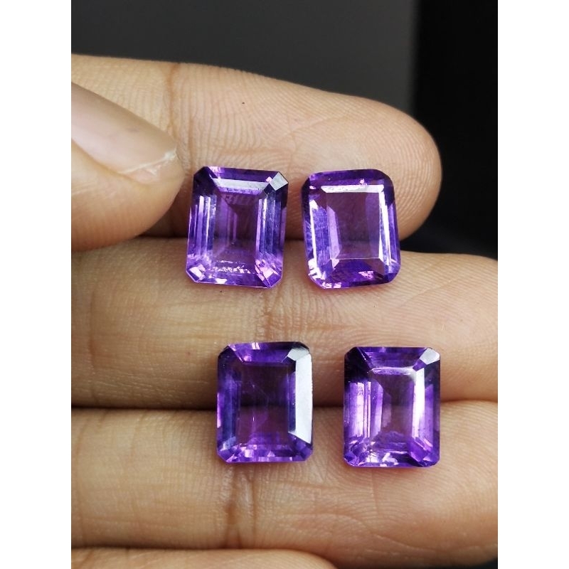 Natural Amethyst 10 x 8 mm Kecubung Ungu Clean Super Octagon Cutting Asli