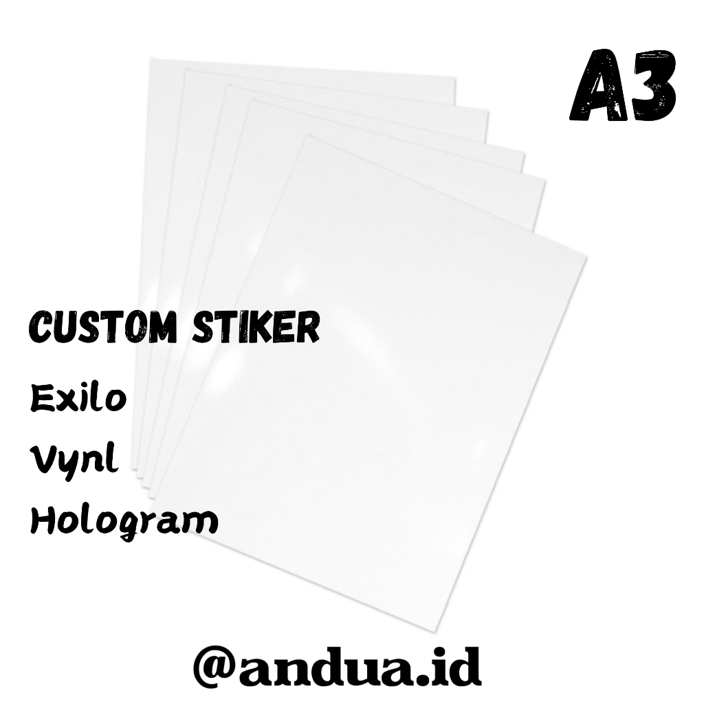 

CUSTOM STIKER EXILO/VINYL/HOLOGRAM ANTI AIR PER LEMBAR A3 MURAH