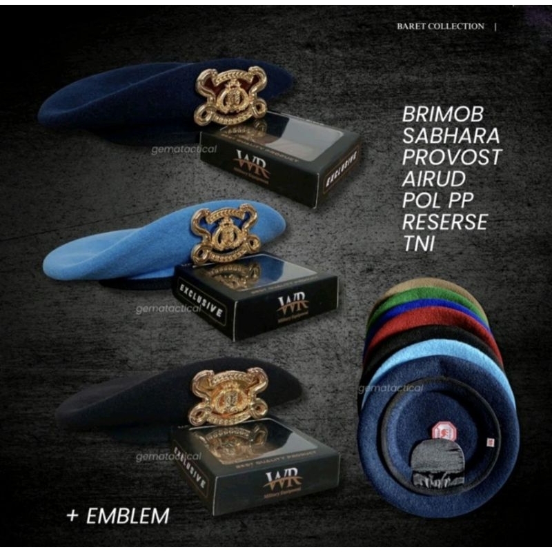 Baret Camel Brimob Sabhara Provos Airud TNI Pol PP / Baret Biru Korps Brimob / Baret Sabhara / Baret