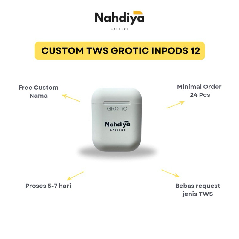 TWS custom grotic inpods 12 sablon minimal 24pcs