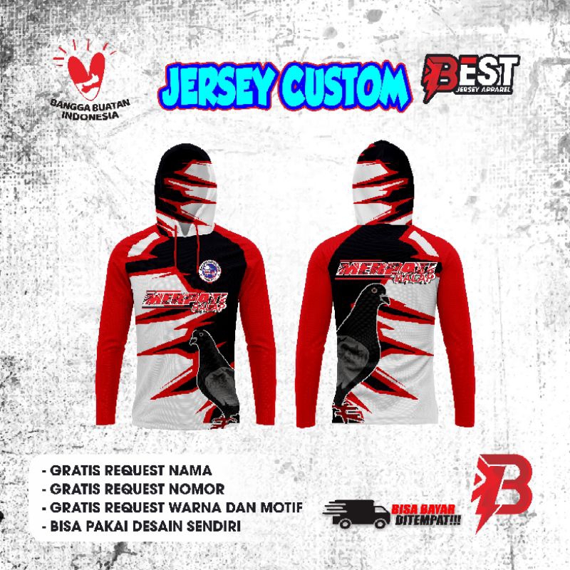 JERSEY MERPATI BALAP BERTOPI CUSTOM DESAIN
