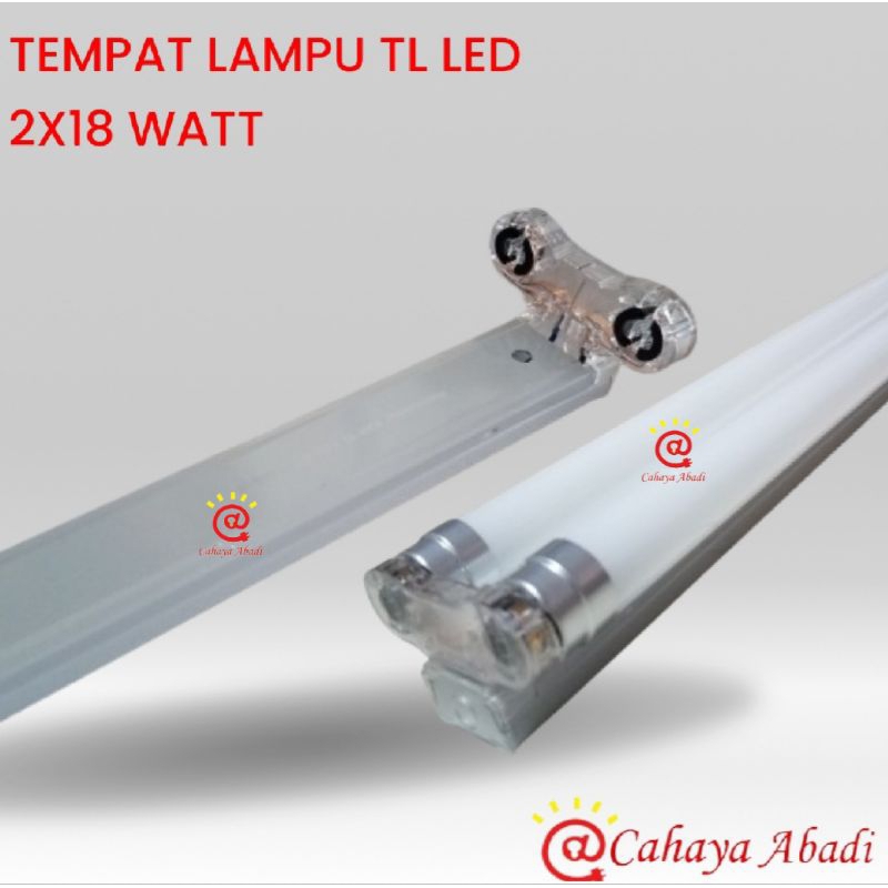 HANNOCHS Rumah TL LED 2x18W 2 x 18 Watt / Lampu Kap TL T8 Panjang 120cm 2 Lampu 2 x 120cm HANNOCHS