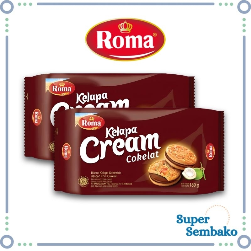 

SNACK CEMILAN BISKUIT SANDWICH ROMA KELAPA CREAM COKELAT 189gr