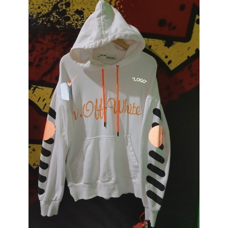 HOODIE OFF WHITE X NIKE MERCURIAL WHITE GLOWING IN THE DARK SECOND ORIGINAL MURAH TRIFTING