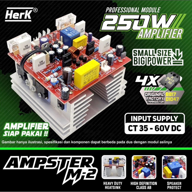 Kit Ampster Herk M-2 KIT POWER AMPLIFIER AMPSTER M2 250 WATT 250W HERK AUDIO AMPLI BGR ASLI POWER AK