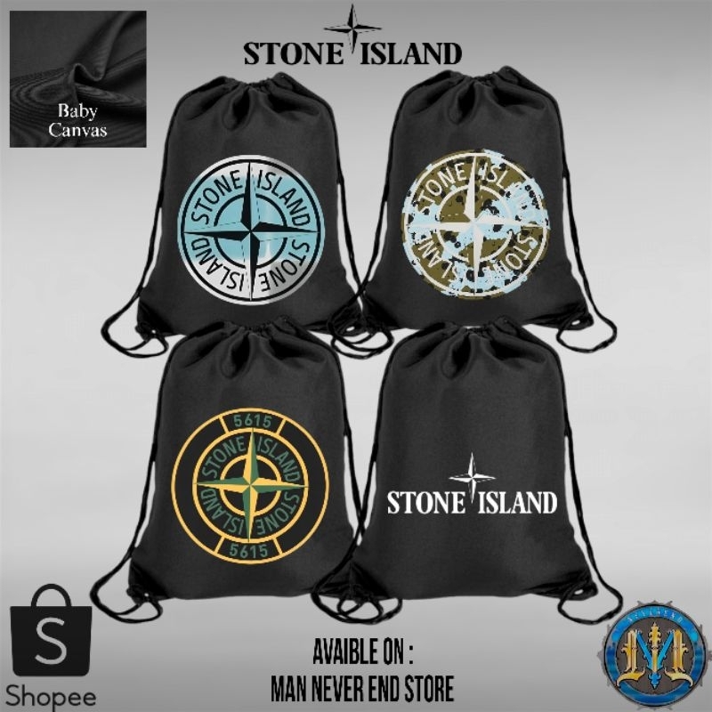 String Bag Kanvas Twill Tebal Stone Island / Tas Tali Serut Gymsack Baby Canvas Twill Distro Stone I