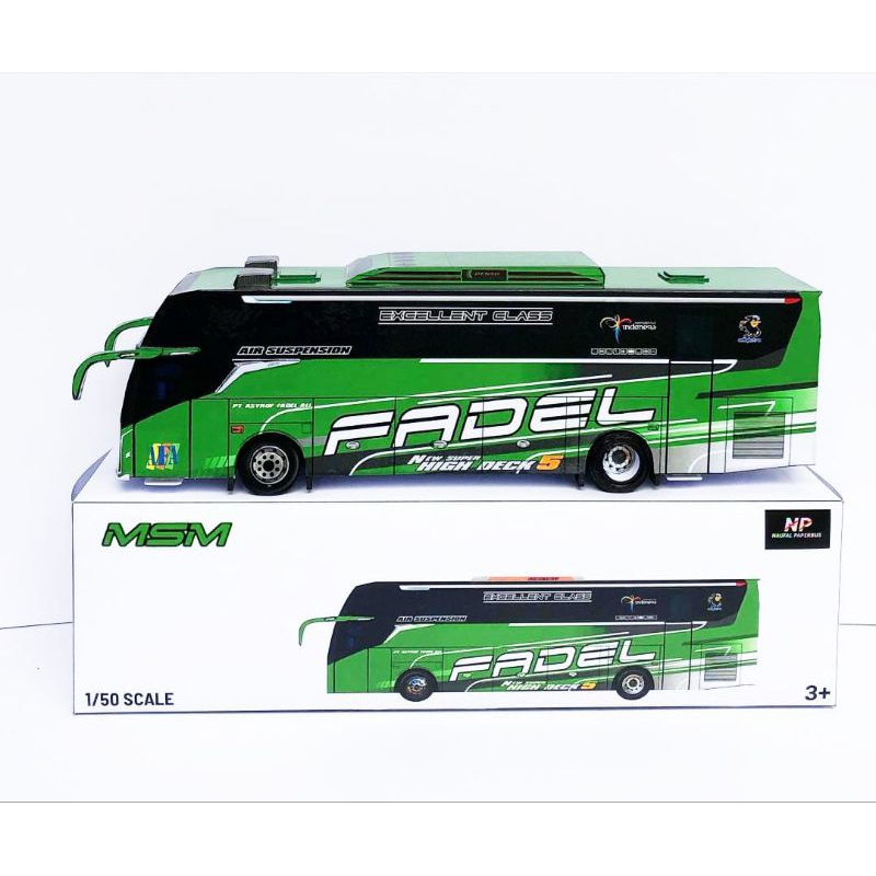 Miniatur Bus MAUDI JB 5 MSM ASYROF 1/50 Papercraft bis Viral Mainan anak