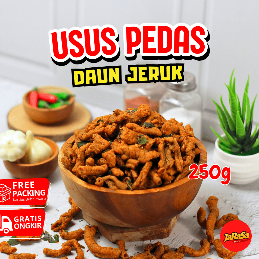 

KERIPIK USUS AYAM CRISPY PEDAS DAUN JERUK 250 GRAM PREMIUM