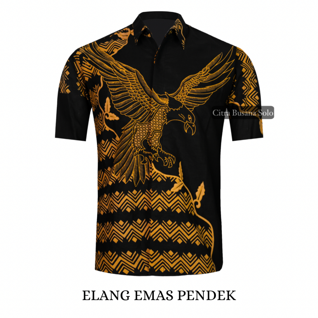 ELANG EMAS PENDEK Slimfit Kemeja Batik Pria Full Furing Bahan Katun Primisima