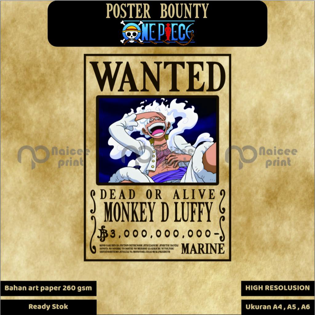 Poster Bounty One Piece Paket Kru Bajak Laut Poster Wanted One Piece Poster One Piece